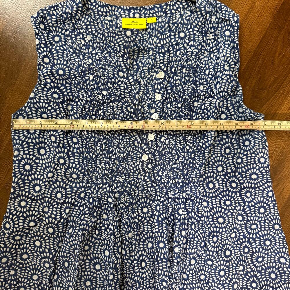 Roberta Roller Rabbit Floral Cotton Pajama Dress Blue White Boho Comfort Sz S - Picture 4 of 6
